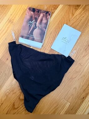 Oh Polly Intimates Black Sculpting Mesh Thong Bodysuit Size M Invisible Strap